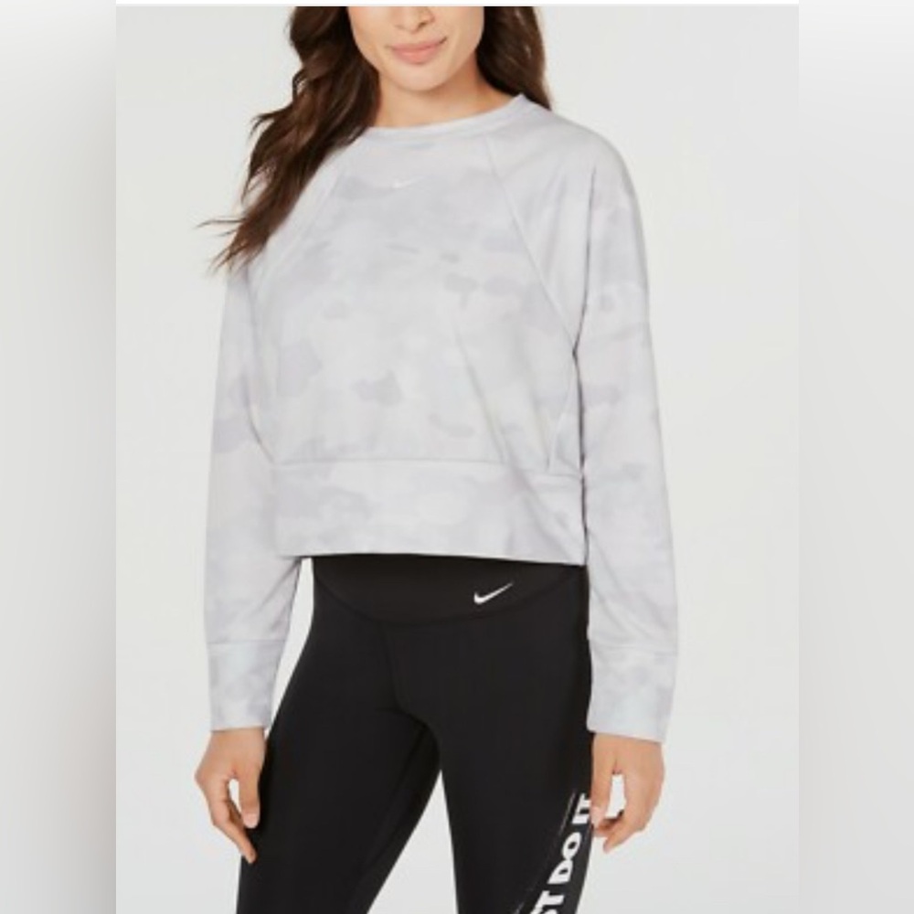 Nike Dri-FIT Women's Camo Light Gray Cropped Sweatshirt XL New with Tags